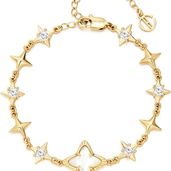 Neiman Marcus Cicy Bell Womens 18k Gold Plated White Shell Bracelet - Picture 3 of 4